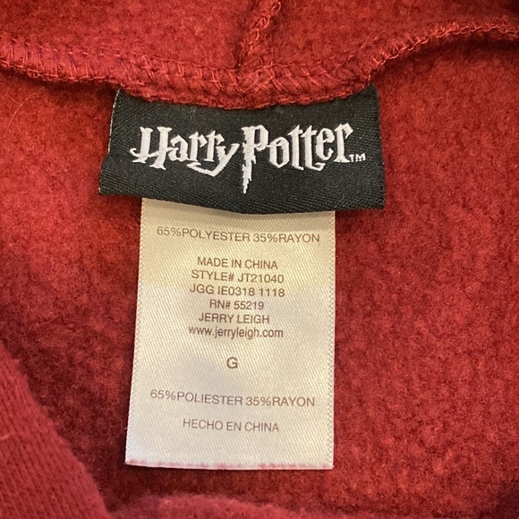 Harry Potter Hogwarts Crest Draco Maroon Cropped Hoodie M-L - Picture 8 of 11